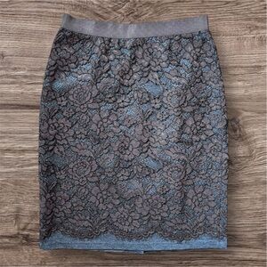 LOFT Brown Floral Lace Pencil Skirt Size 2